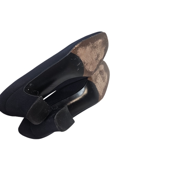 Stuart Weitzman Black Fabrick Block Heel Shoes 8N - Picture 8 of 8